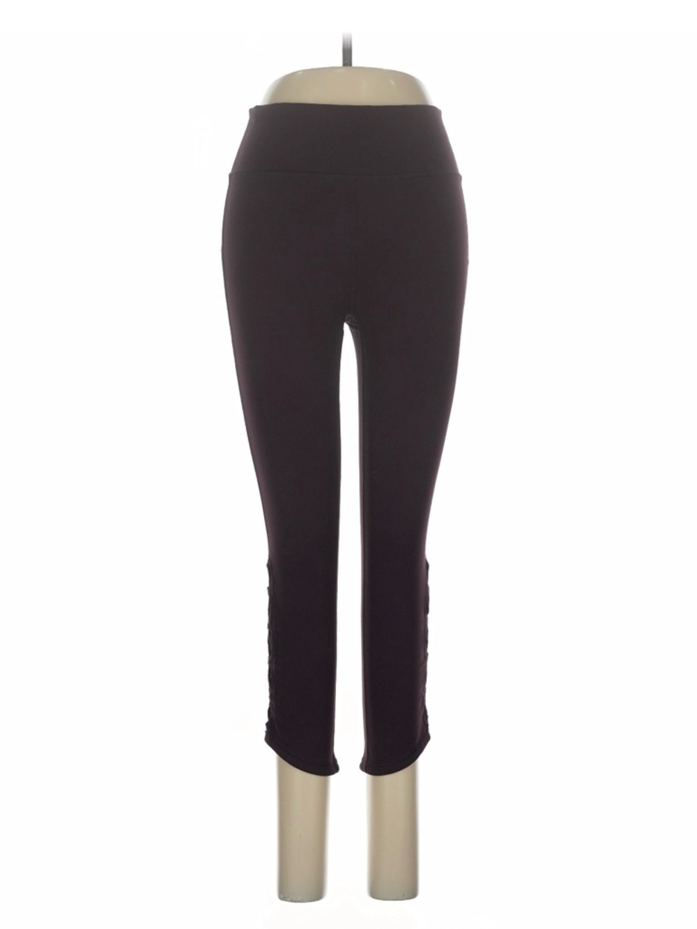 High-Waist Burgandy Cropped Ponte Pants